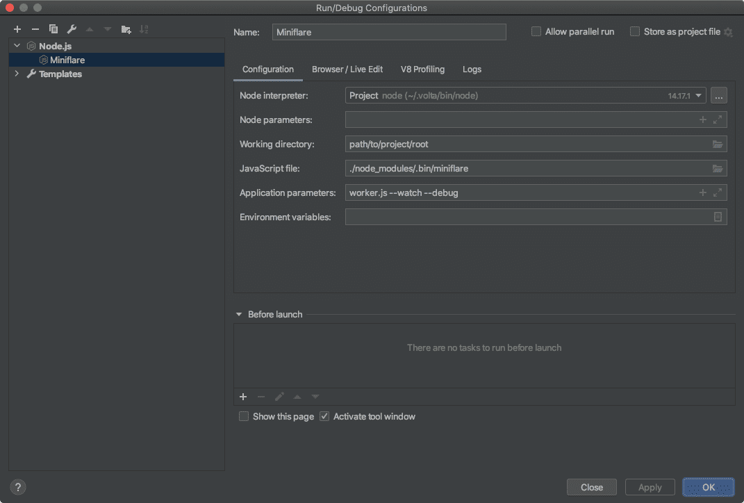 WebStorm Node.js debug configuration WebStorm Node.js debug configuration